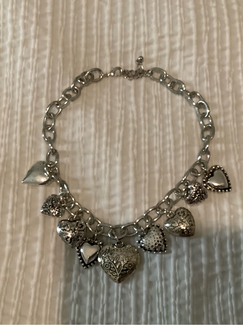 H&M Silver Heart Charm Necklace - Multi Heart Pendants